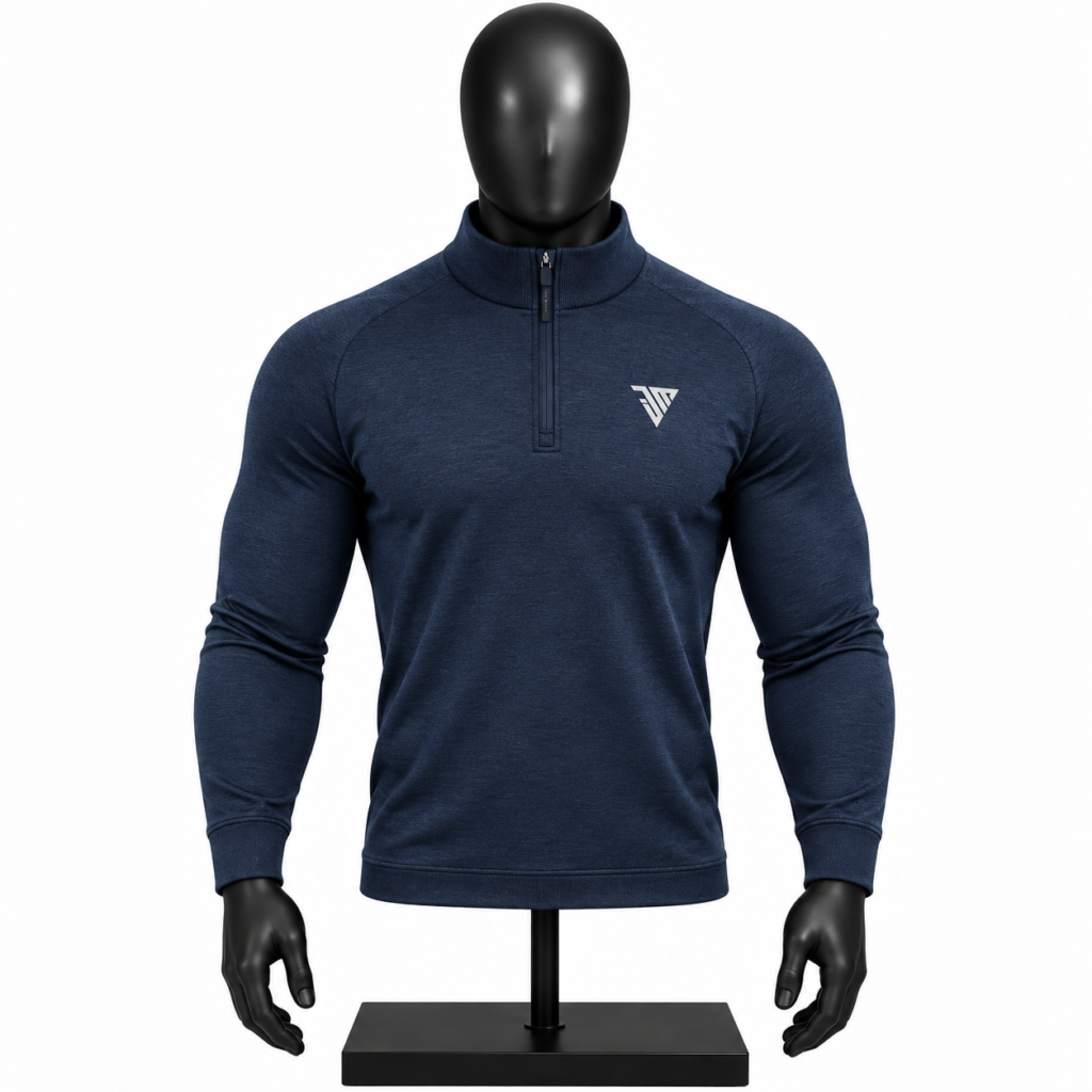 Men's Navy Quarter Zip Pullover custom sportswear top