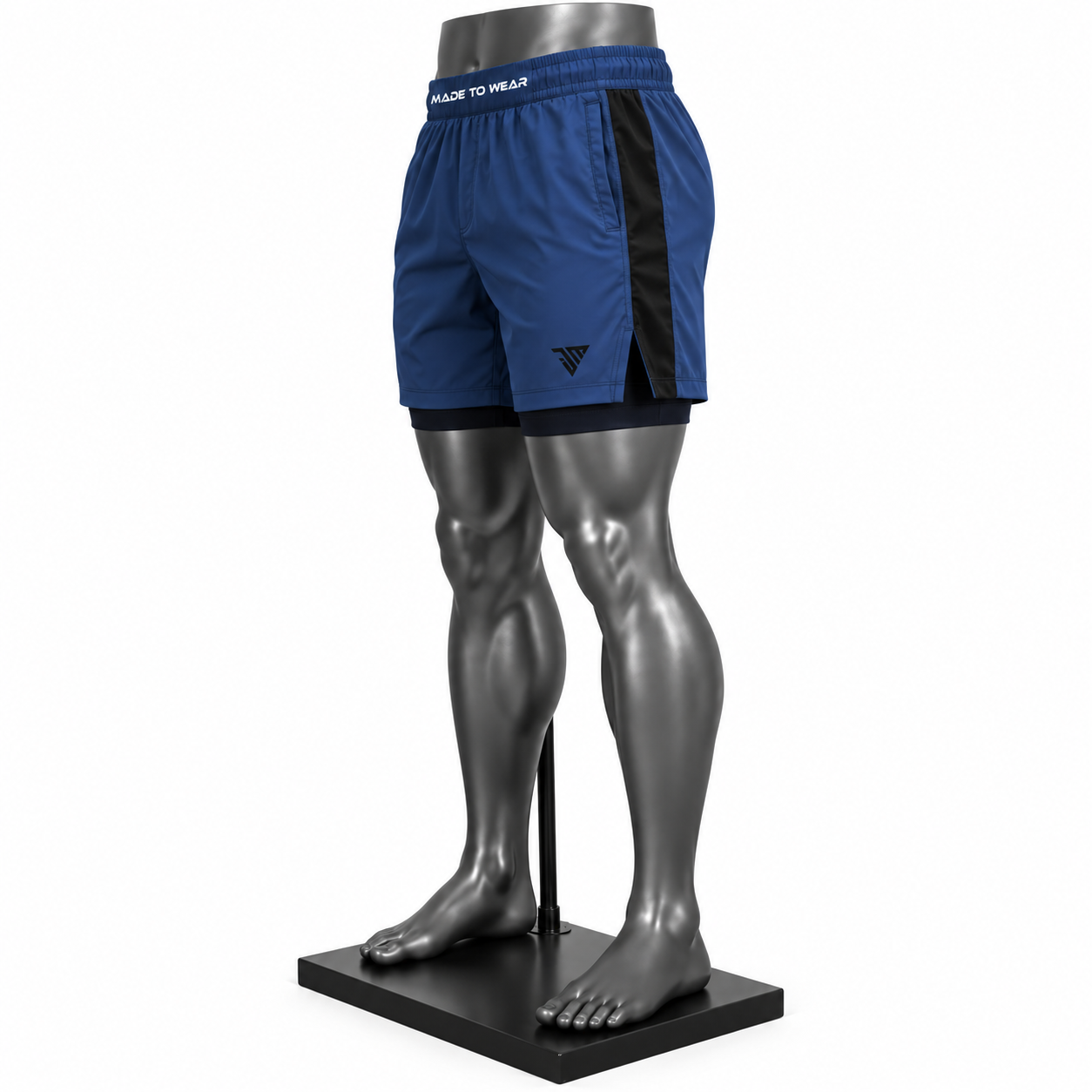 Men's 2 in 1 Shorts – Custom Blue Athletic Workout & Running Shorts - Image 3