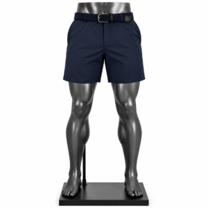 Men's Navy Casual Shorts with woven belt and pockets