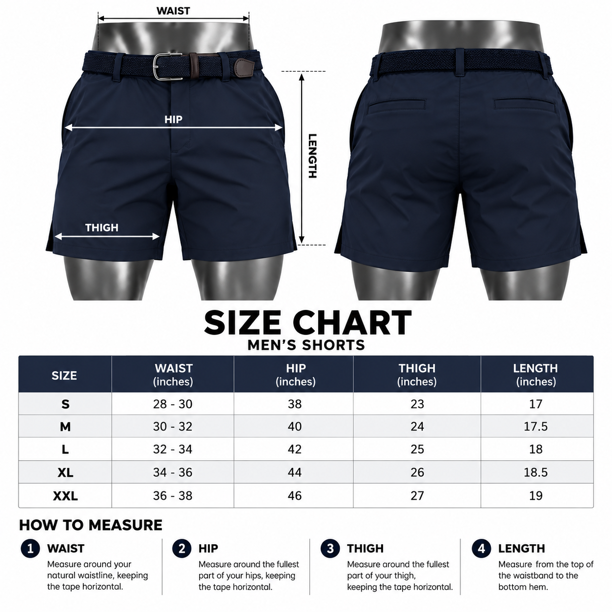 Men's Navy Casual Shorts – Custom Belted Summer & Everyday Shorts - Image 5