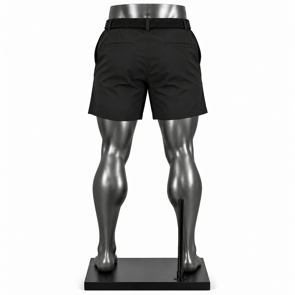 Men's Performance Shorts – Custom Black Belted Performance Shorts - Image 2