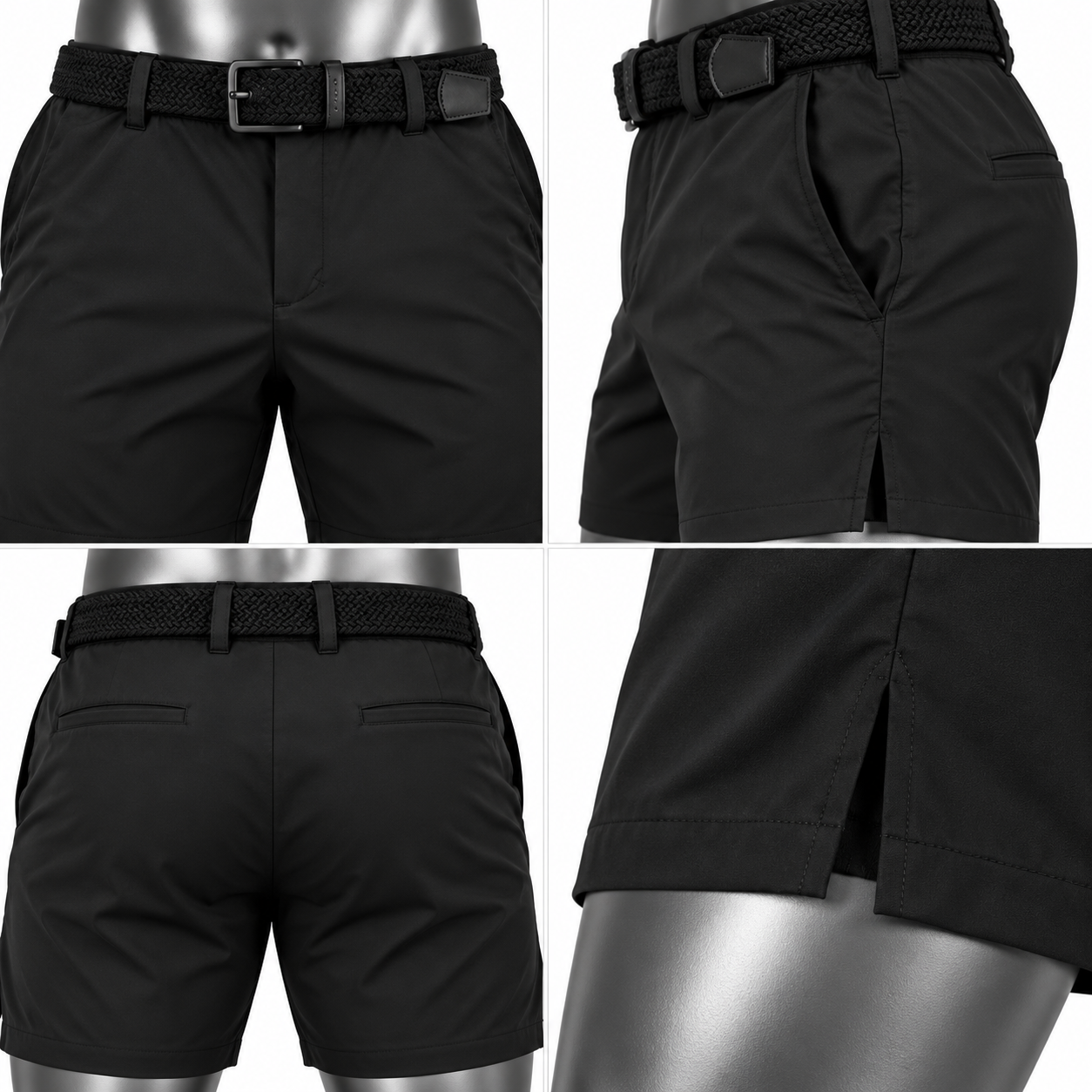 Men's Performance Shorts – Custom Black Belted Performance Shorts - Image 4