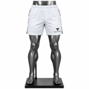 Men's Performance Shorts in white with elastic waistband and side pockets
