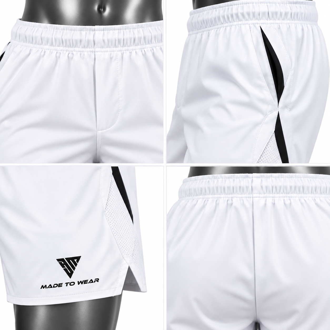 Men's Performance Shorts – Custom White Athletic & Sports Shorts - Image 4