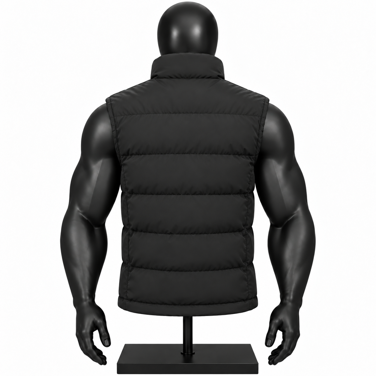 Men's Black Puffer Vest – Custom Quilted Sleeveless Jacket - Image 2