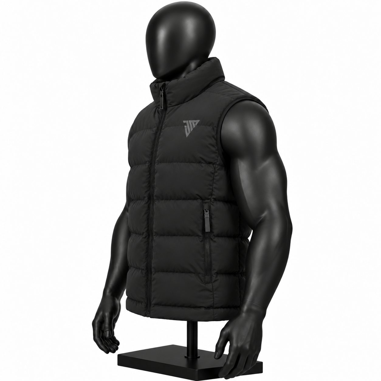 Men's Black Puffer Vest – Custom Quilted Sleeveless Jacket - Image 3