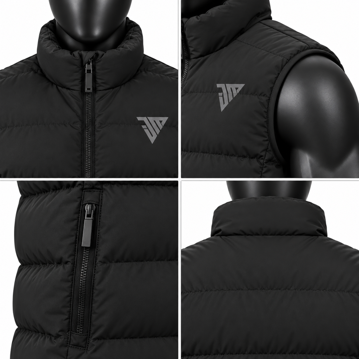 Men's Black Puffer Vest – Custom Quilted Sleeveless Jacket - Image 4