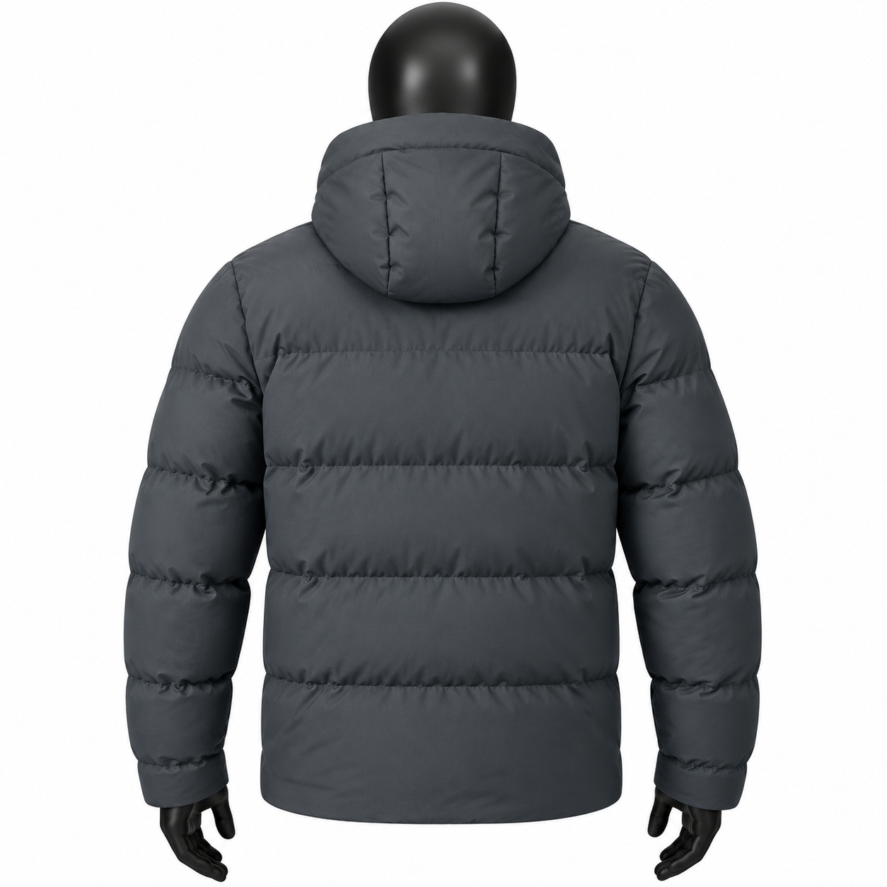 Men's Grey Hooded Puffer Jacket – Custom Quilted Winter Jacket - Image 2