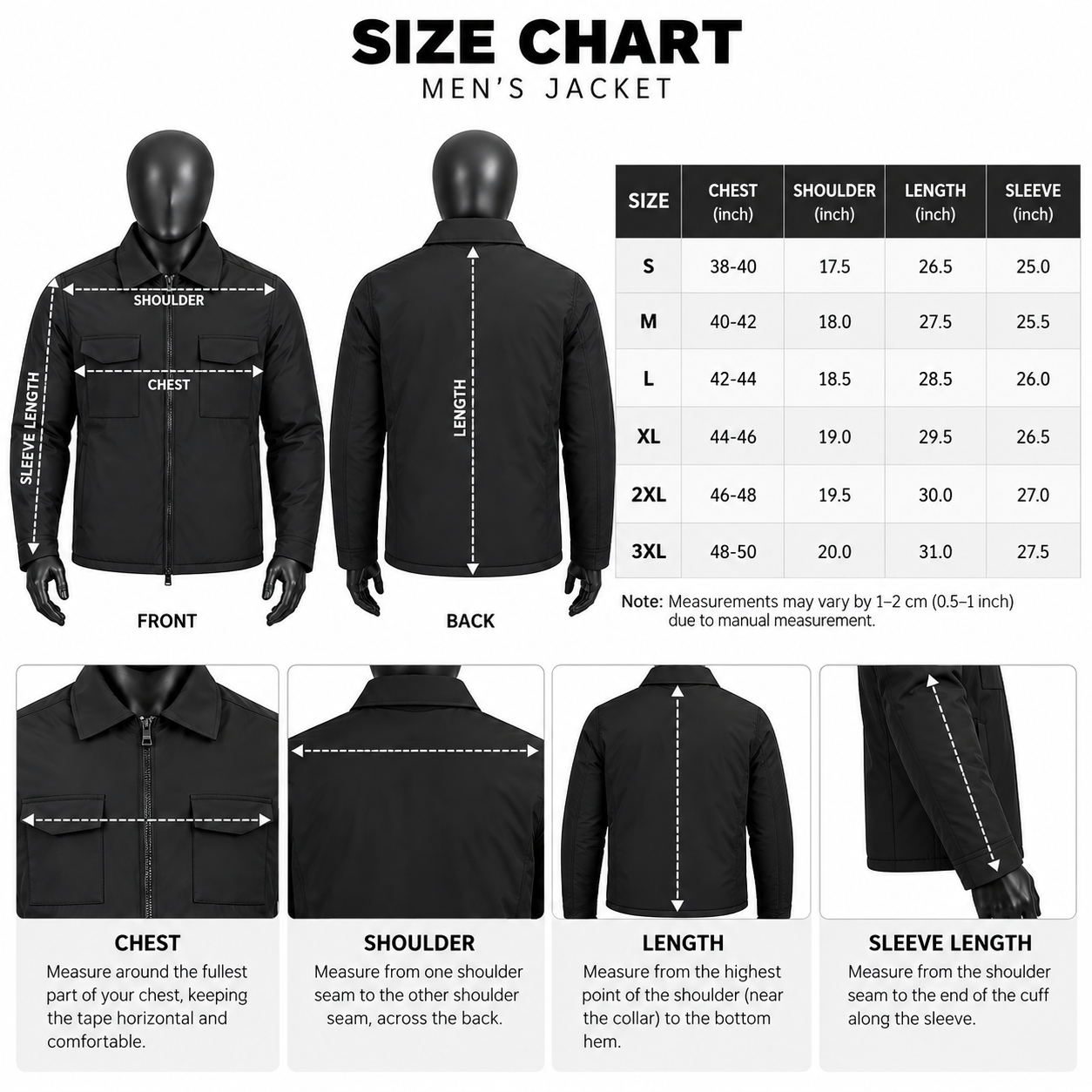 Men's Black Utility Jacket – Custom Zip Field Jacket - Image 5