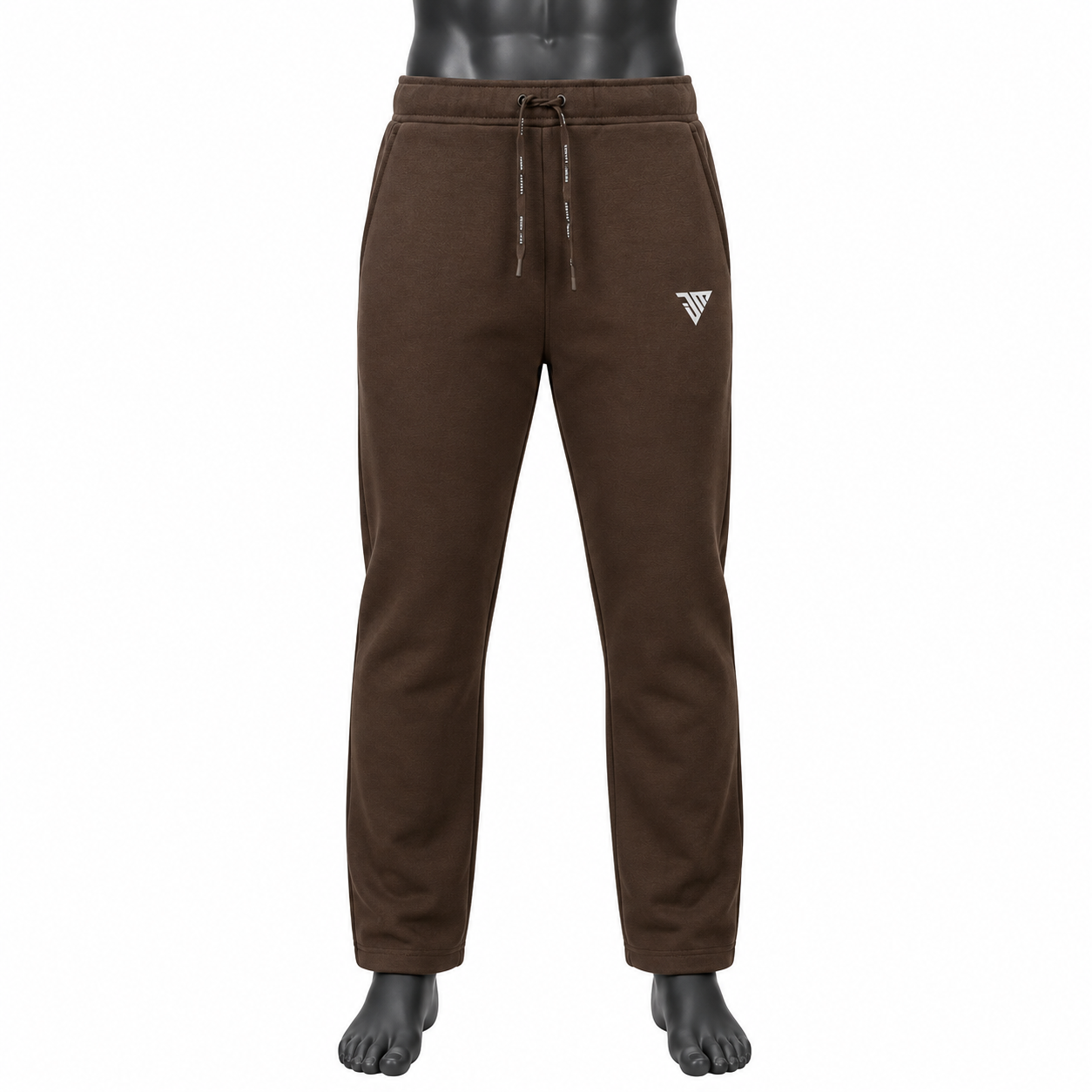 Men's Brown Jogger Pants size chart with waist hip length and inseam measurements