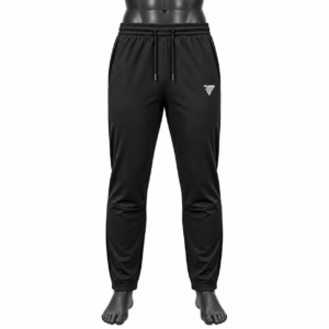 Men's Black Jogger Pants size chart with waist hip and length measurements