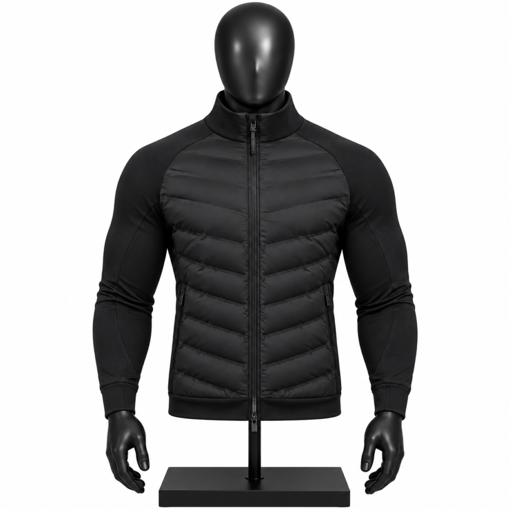 Men's Black Puffer Jacket custom quilted padded design