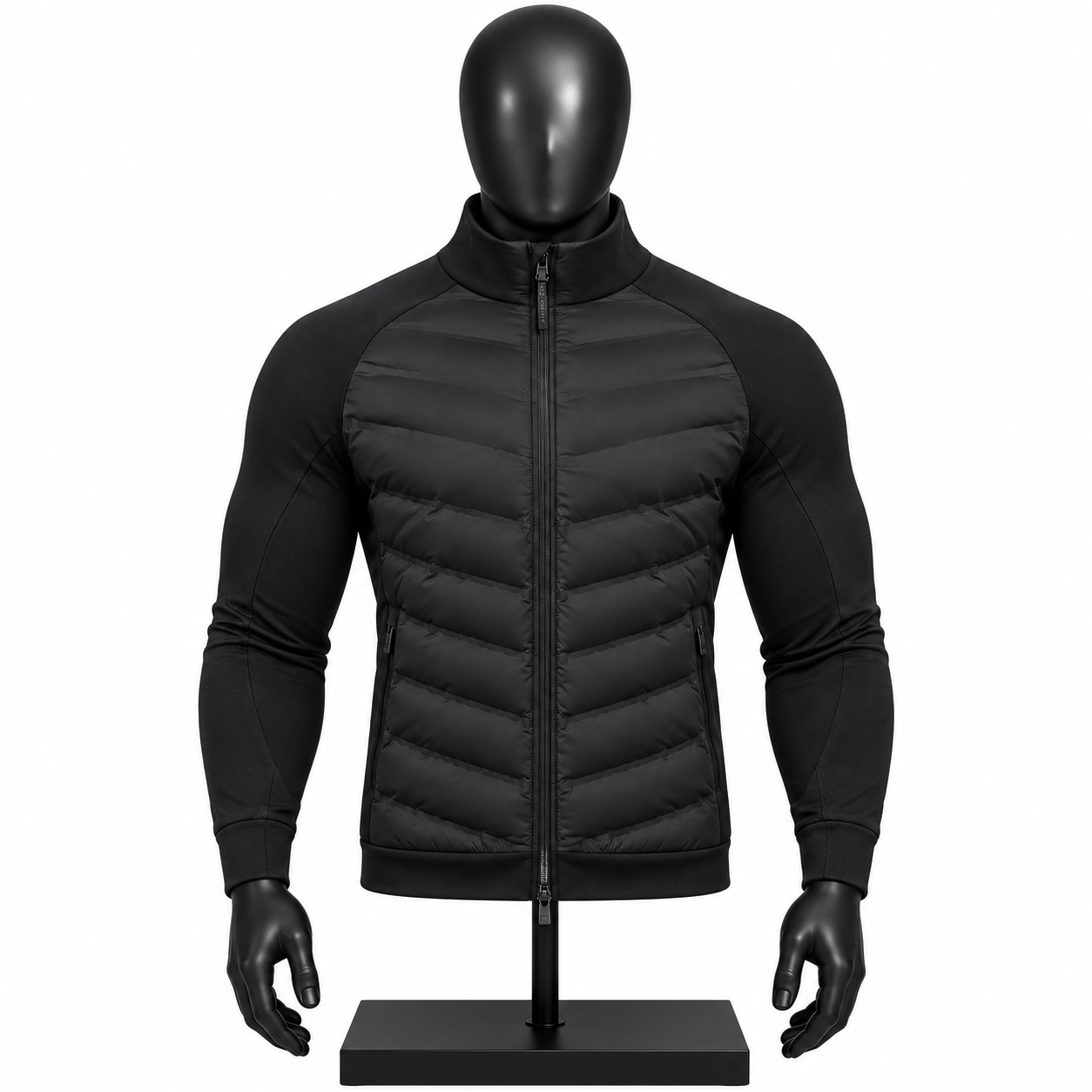 Men's Black Puffer Jacket custom quilted padded design