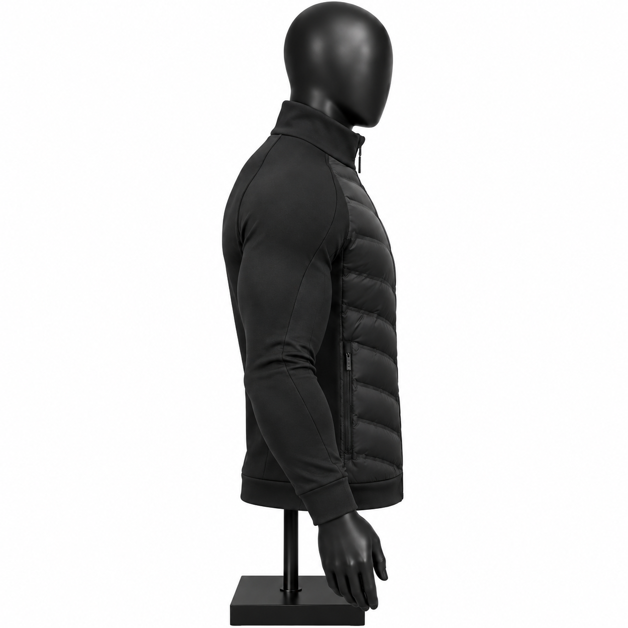 Men's Black Puffer Jacket – Custom Quilted Hybrid Jacket - Image 3