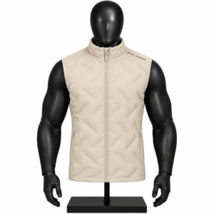 Men's Beige Puffer Vest custom quilted padded design