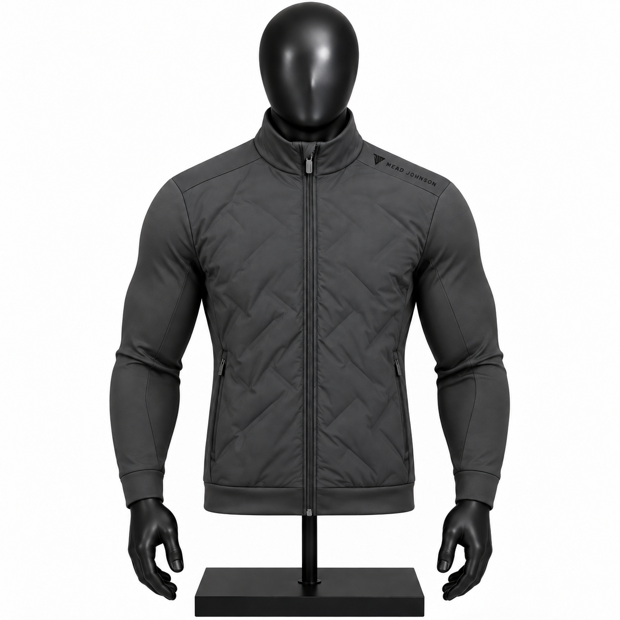 Men's Black Quilted Hybrid Jacket custom padded front