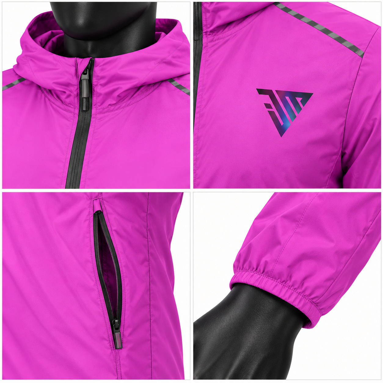 Men's Pink Hooded Windbreaker Jacket – Custom Lightweight Jacket - Image 4