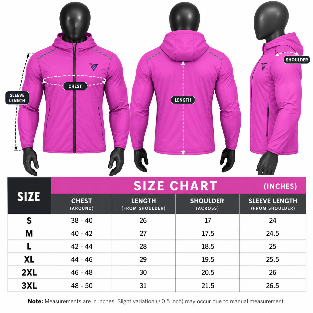 Men's Pink Hooded Windbreaker Jacket – Custom Lightweight Jacket - Image 5