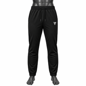 Men's Black Track Pants size chart with waist hip length and inseam measurements