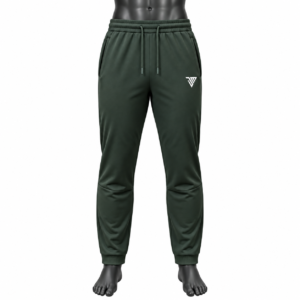 Men's Green Jogger Pants size chart with waist hip thigh and length measurements
