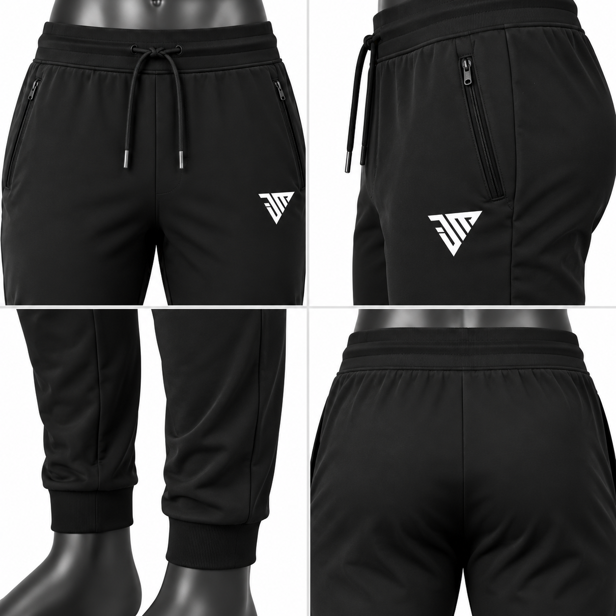 Men's Black Jogger Pants with Zipper Pockets – Custom Sportswear Joggers - Image 4