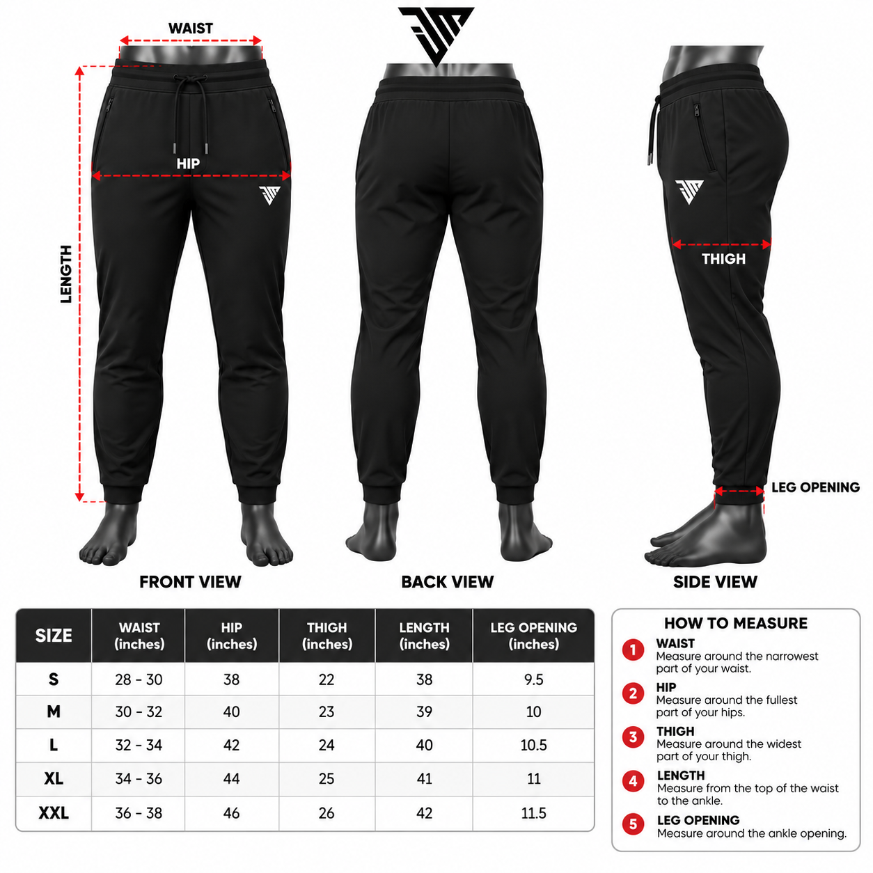 Men's Black Jogger Pants with Zipper Pockets – Custom Sportswear Joggers - Image 5