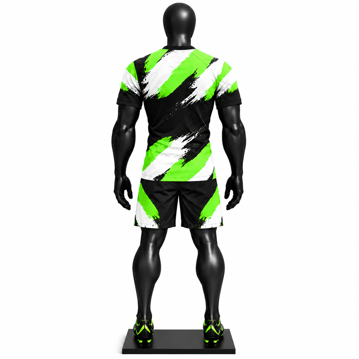 Black Green Brushstroke Football Kit - Image 2