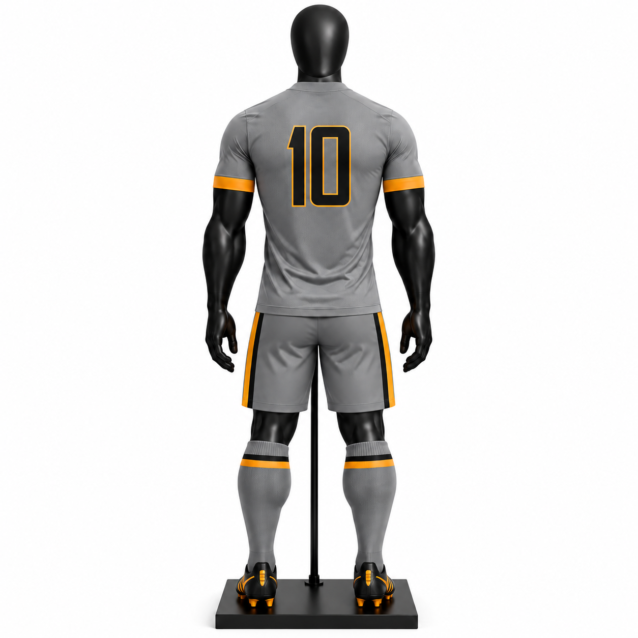 Custom Grey and Orange Rugby Uniform with Jersey Shorts and Socks - Image 2