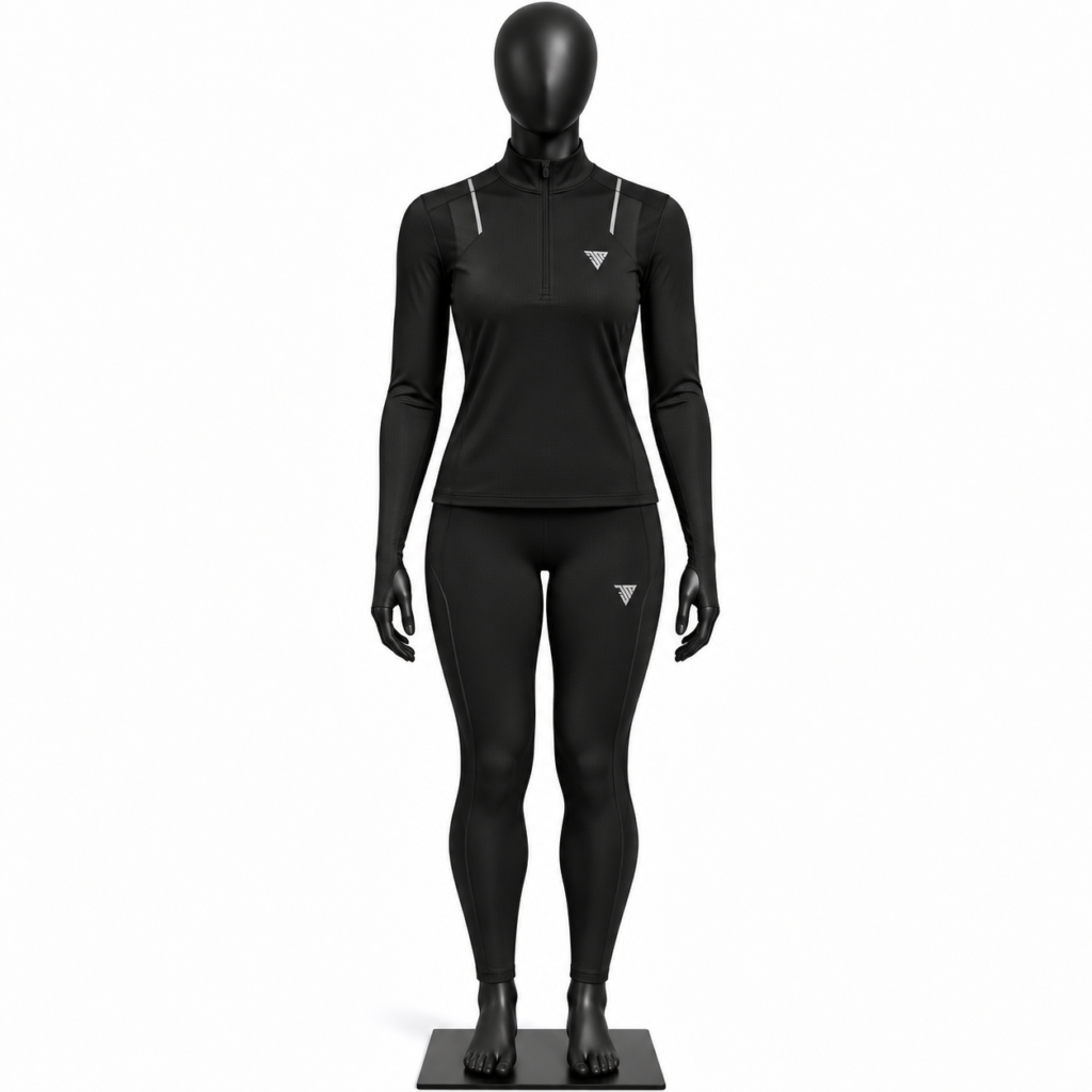 women's half zip top and leggings set black size chart