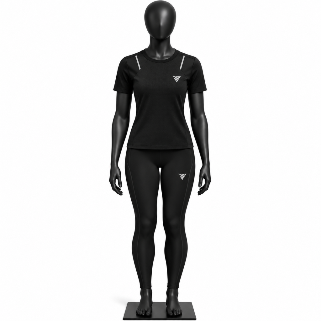 women's t-shirt and leggings set black size chart XS to XXL