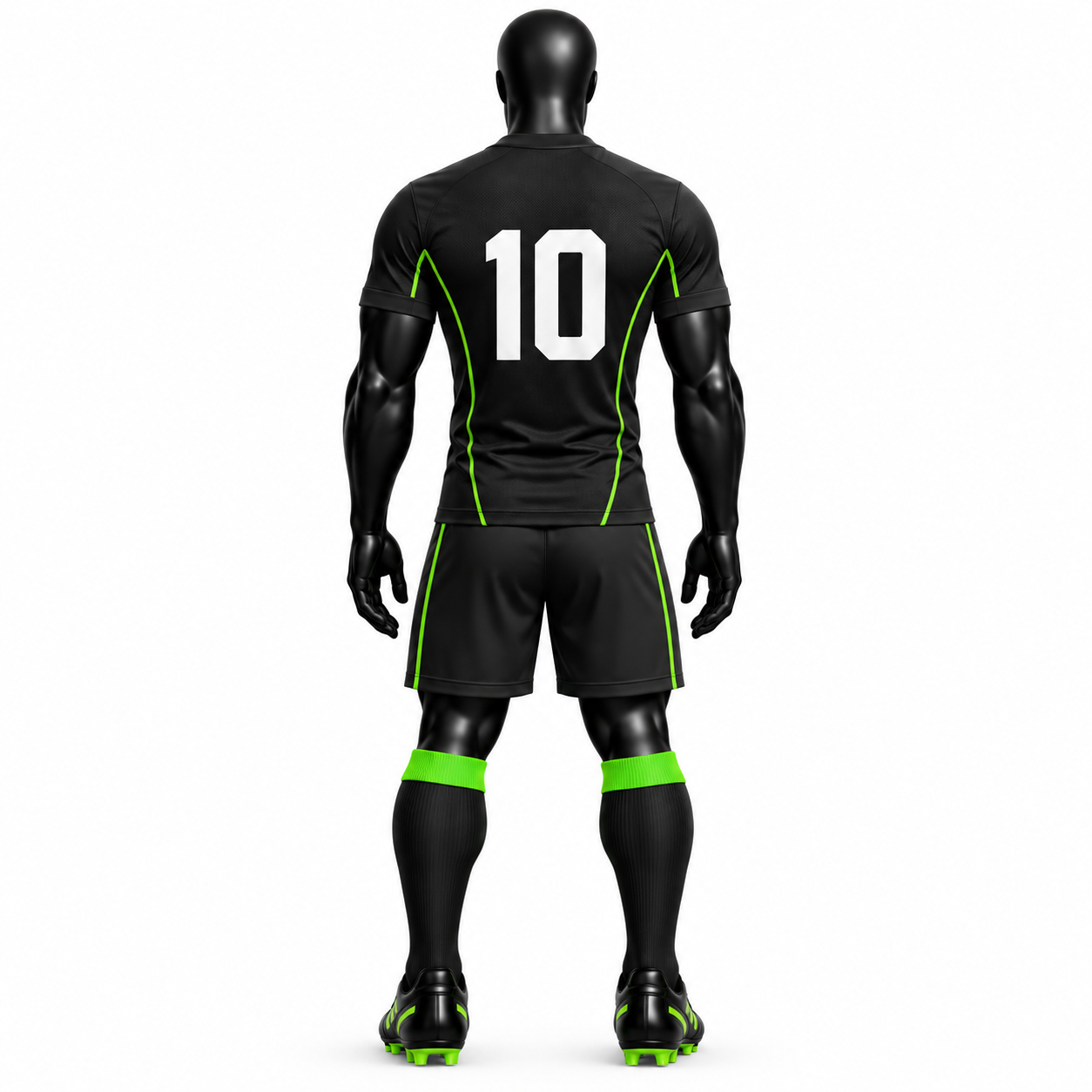 Black Neon Green Panel Football Kit - Image 2