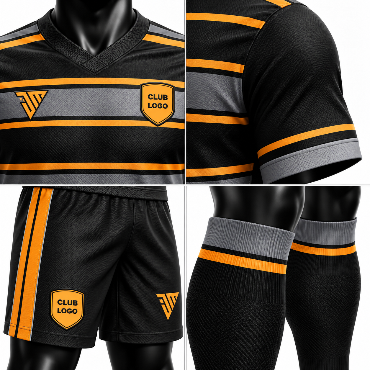 Black Orange Rugby Uniform - Image 4