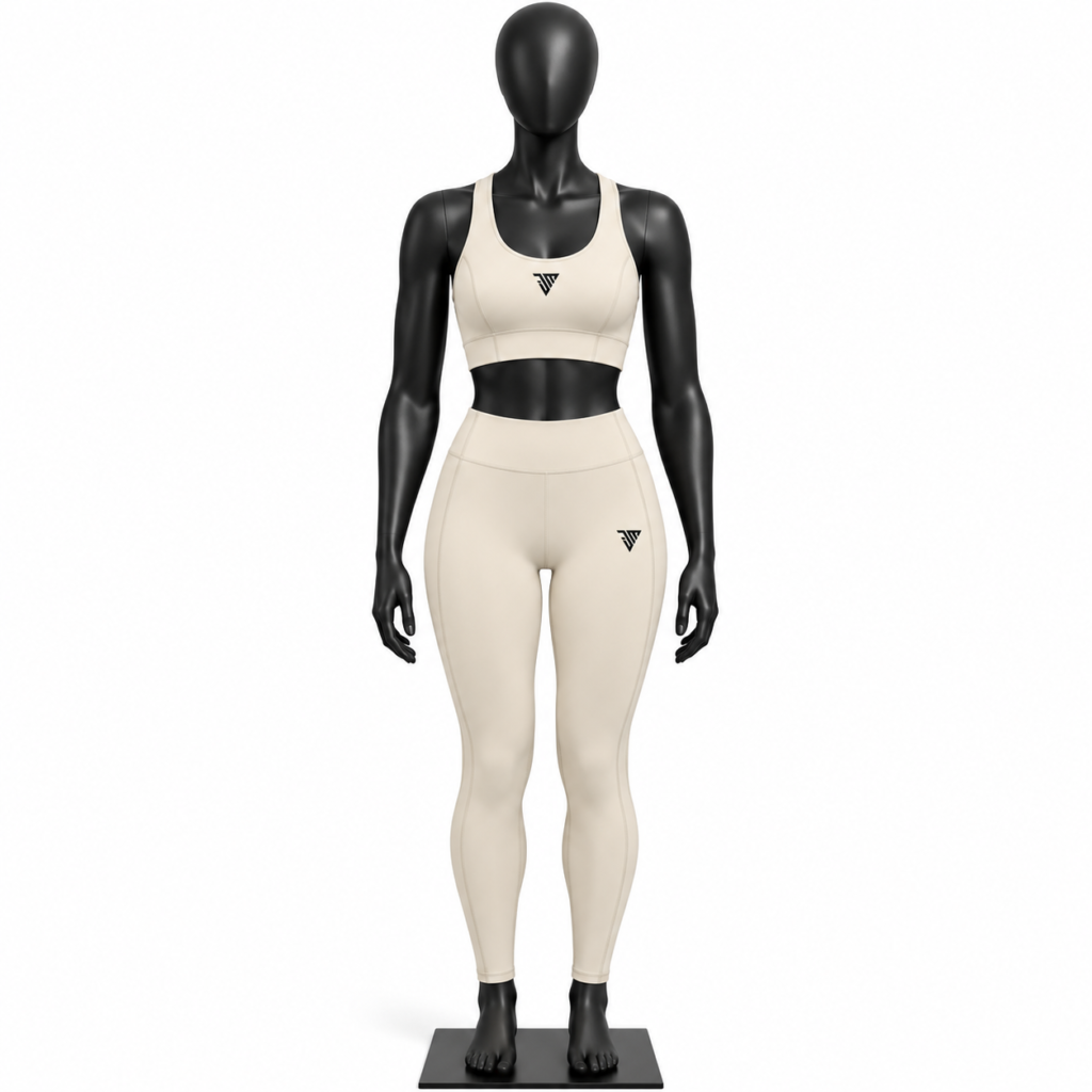 women's sports bra and leggings set cream activewear size chart