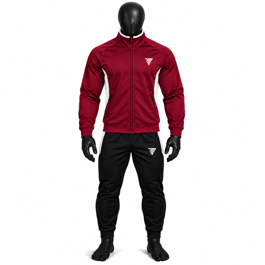 Men's Burgundy Athletic Tracksuit