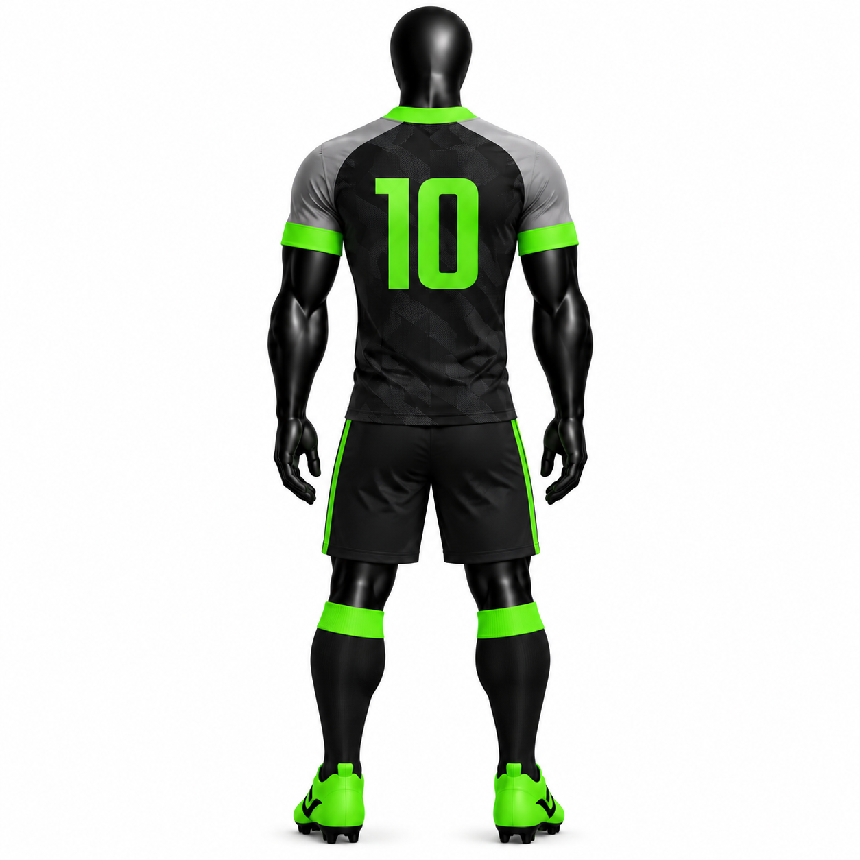 Black Grey Neon Green Football Kit - Image 2