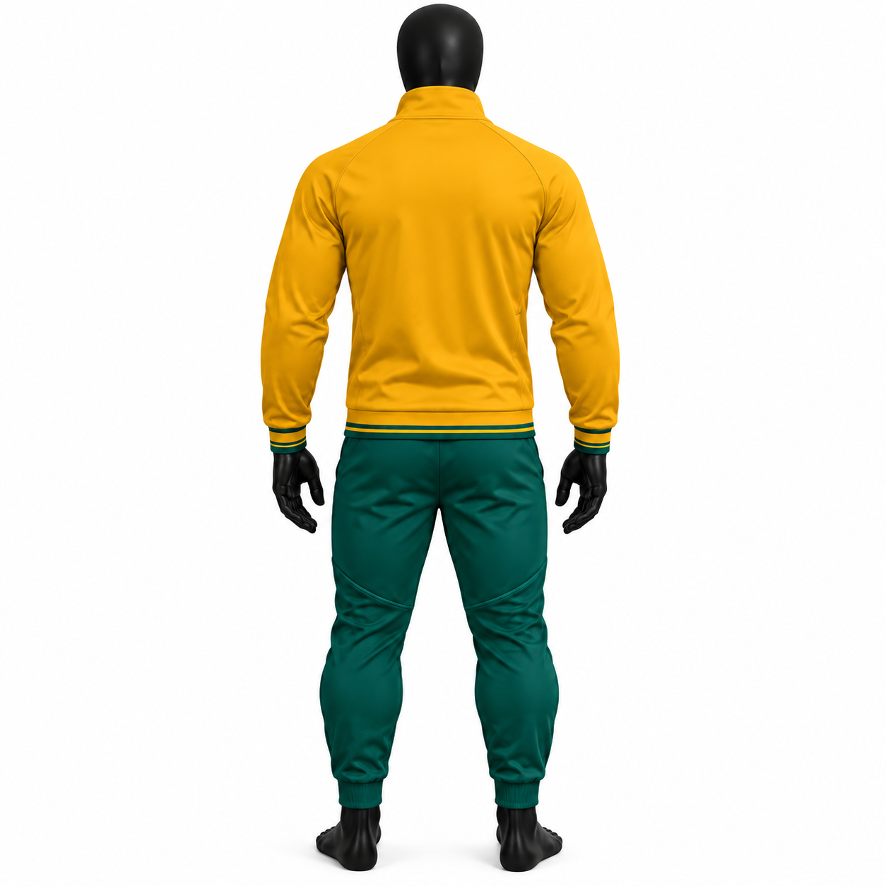 Men's Yellow Athletic Tracksuit – Green Warmup Training Set - Image 2