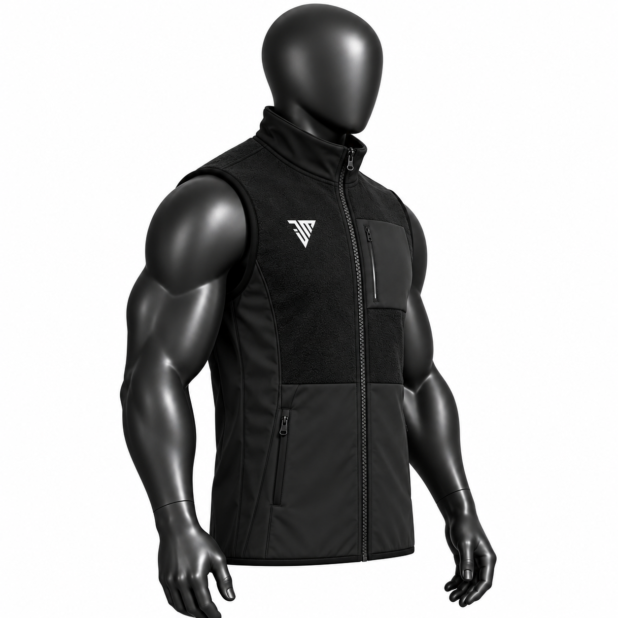 Men's Black Fleece Vest – Hybrid Softshell Athletic Bodywarmer - Image 3