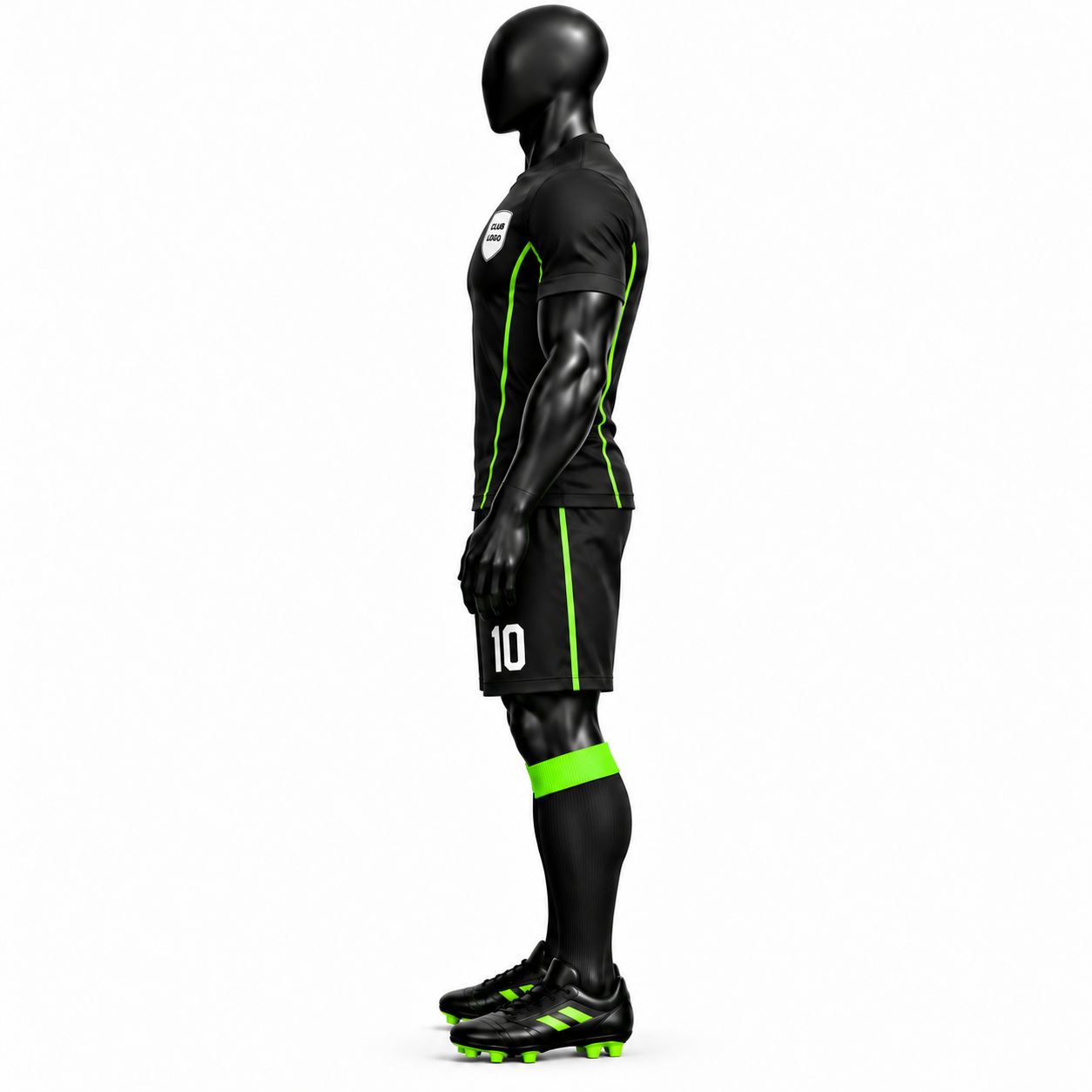 Black Neon Green Panel Football Kit - Image 3
