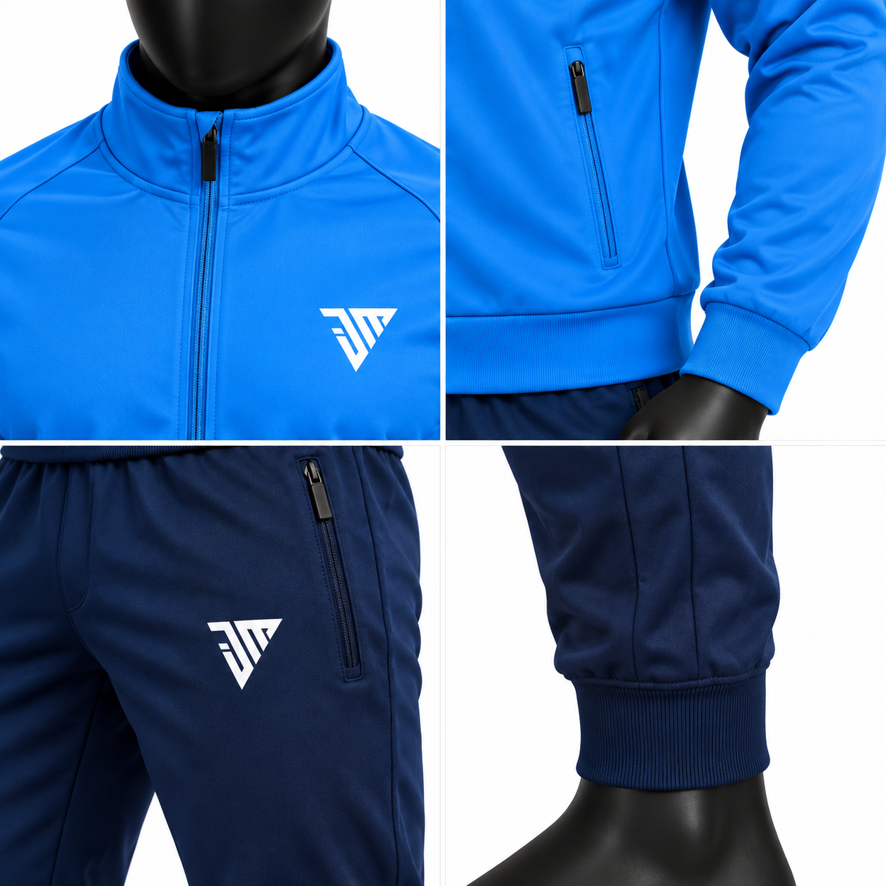 Men's Blue Athletic Tracksuit – Sky Blue & Navy Two-Tone Warmup Set - Image 4