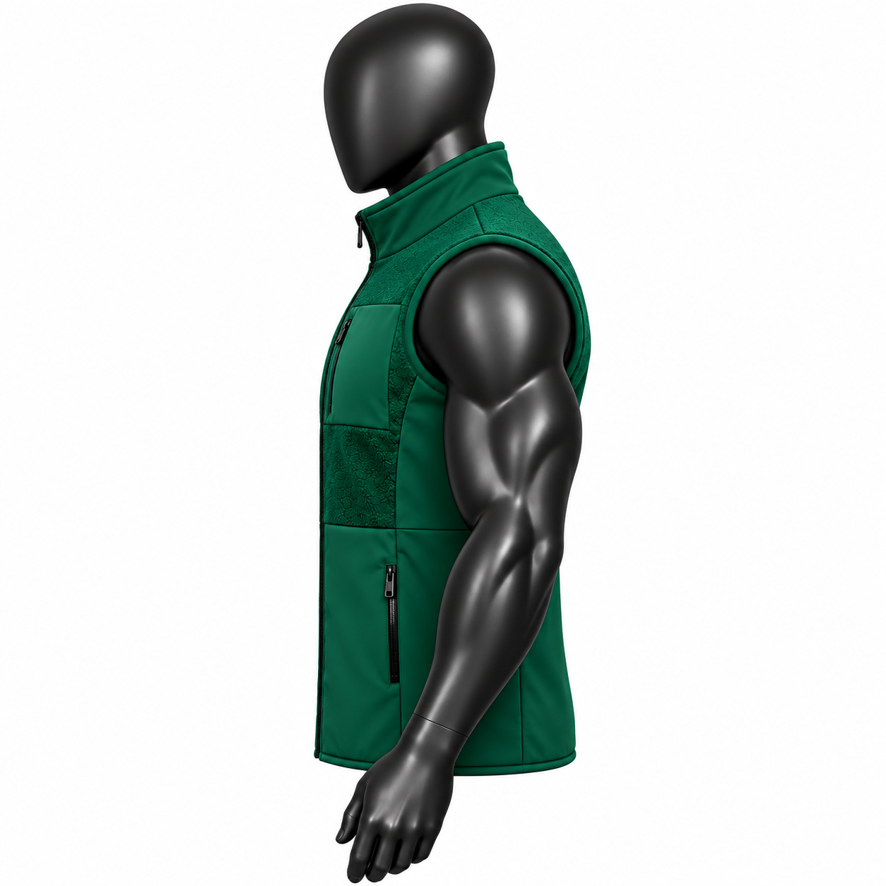 Men's Green Fleece Vest – Hybrid Softshell Athletic Bodywarmer - Image 3