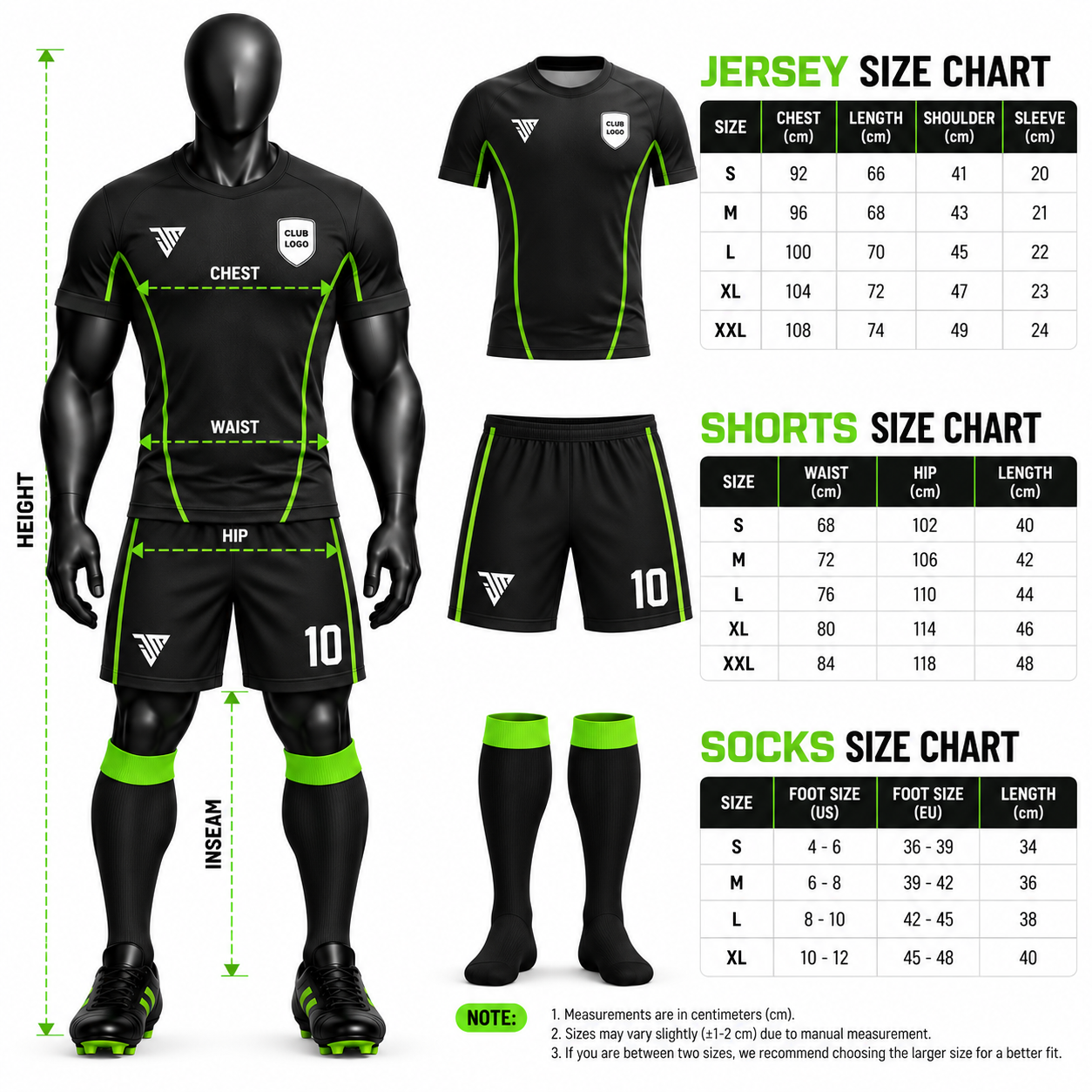 Black Neon Green Panel Football Kit - Image 5