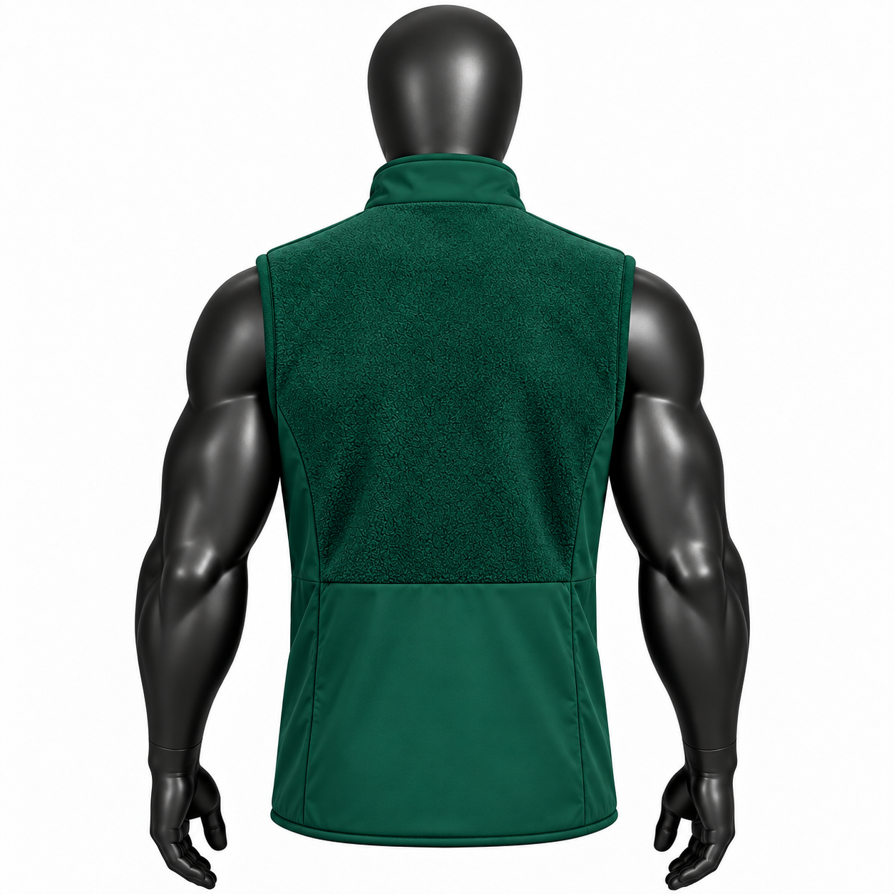 Men's Green Fleece Vest – Hybrid Softshell Athletic Bodywarmer - Image 2