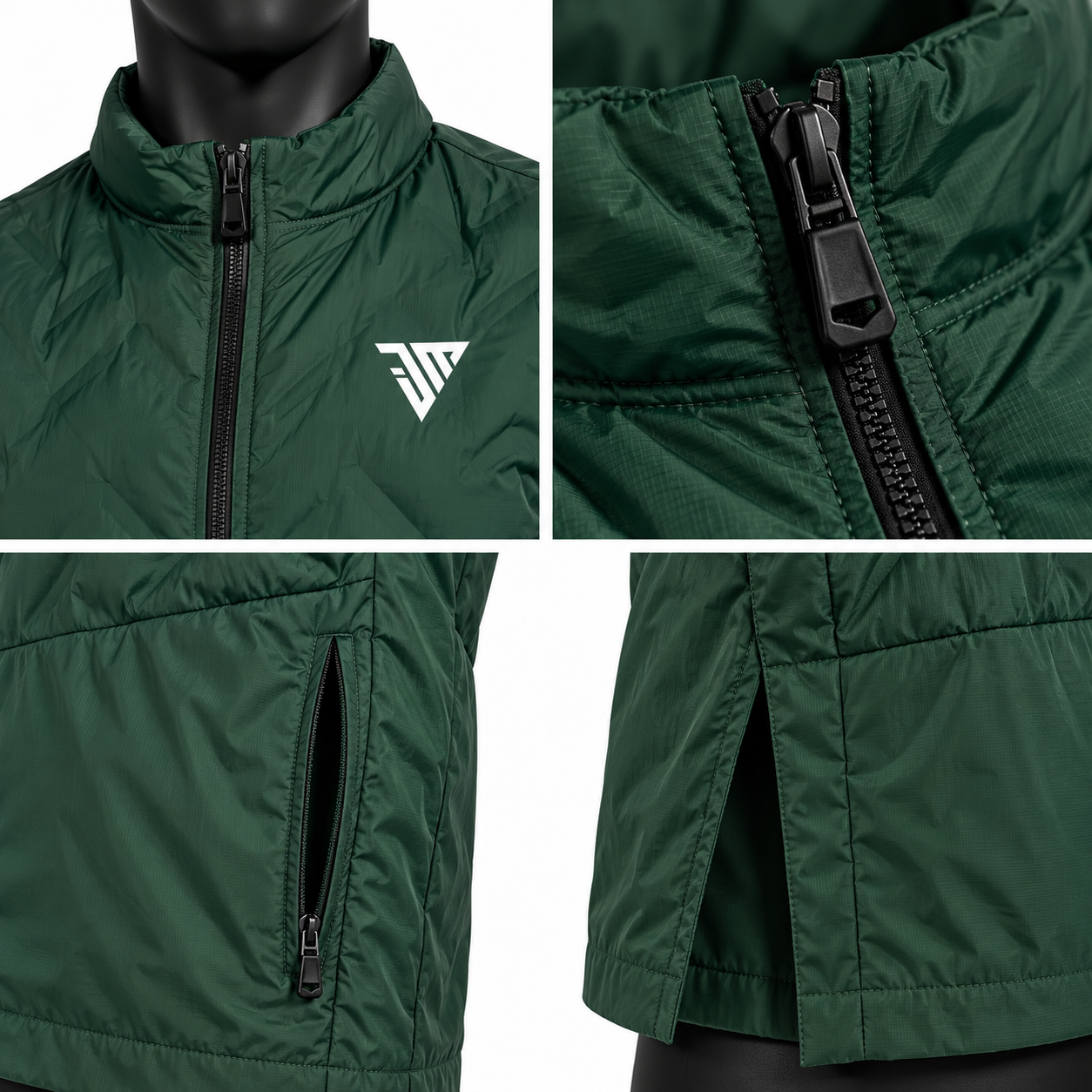 Men's Green Athletic Vest – Quilted Running Windbreaker Gilet - Image 4