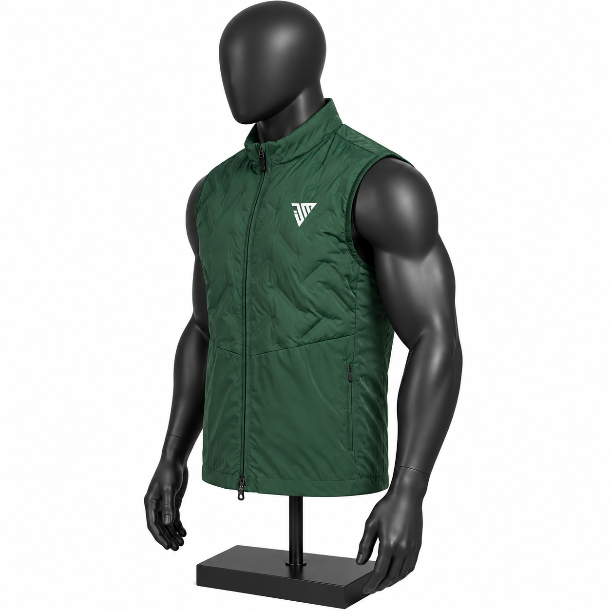 Men's Green Athletic Vest – Quilted Running Windbreaker Gilet - Image 3