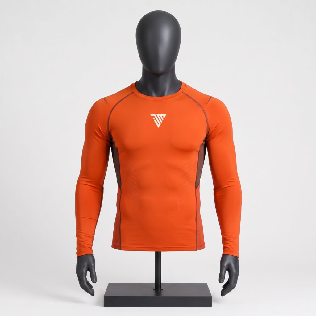 Men's Orange Compression Workout Shirt