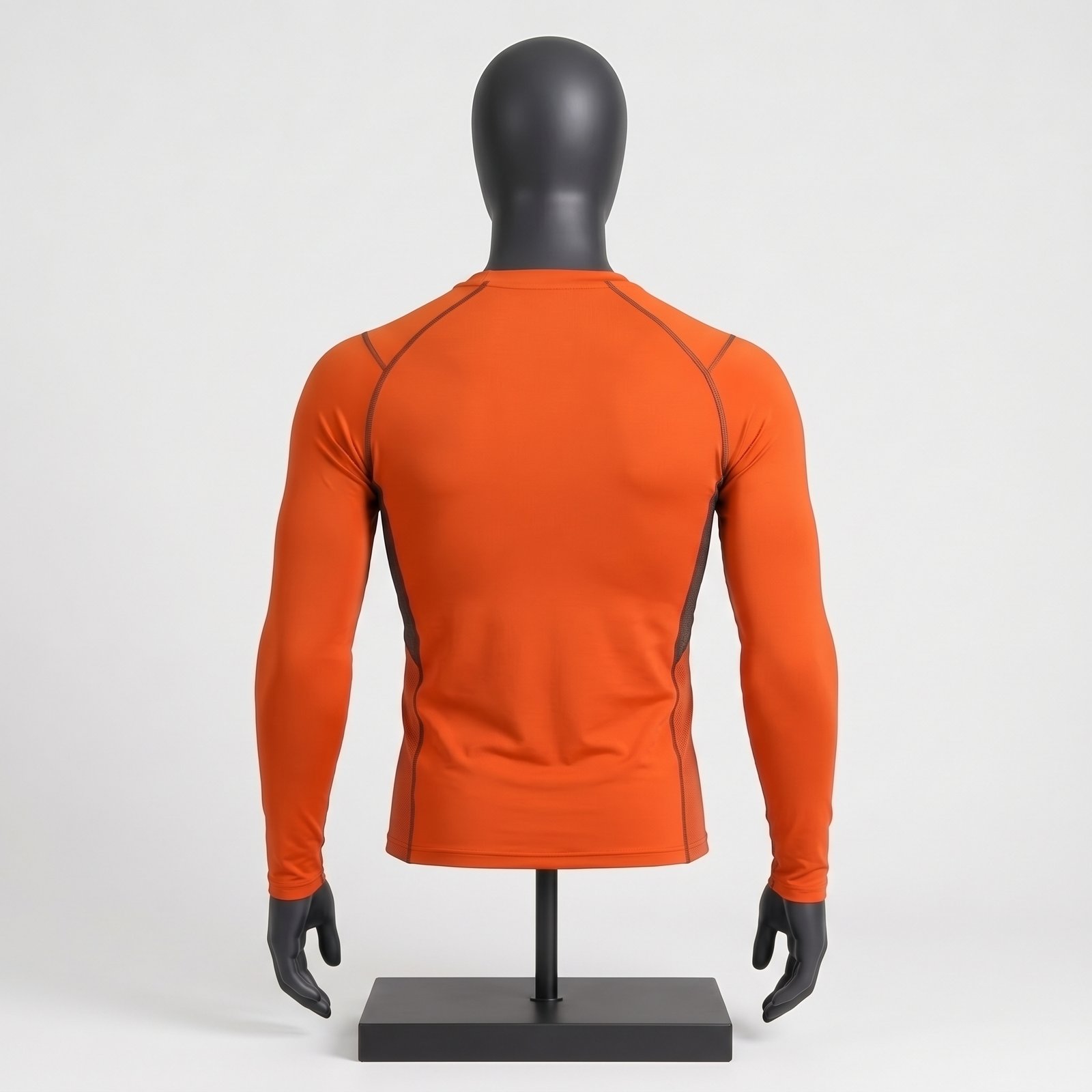 Men's Orange Compression Workout Shirt – Long Sleeve Athletic Training Baselayer Top - Image 2