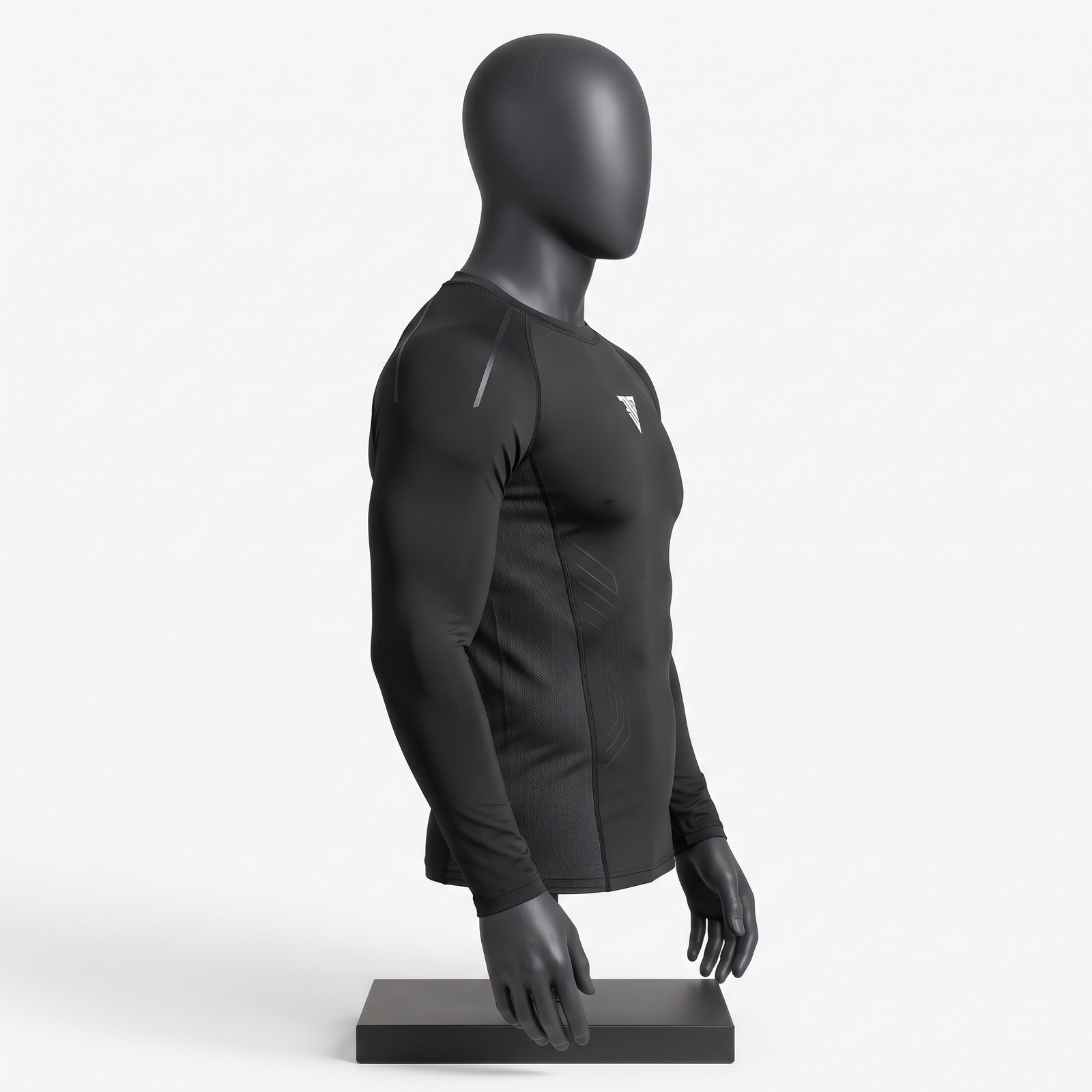 Men's Black Long Sleeve Compression Top – Thermal Athletic Gym Rash Guard - Image 3