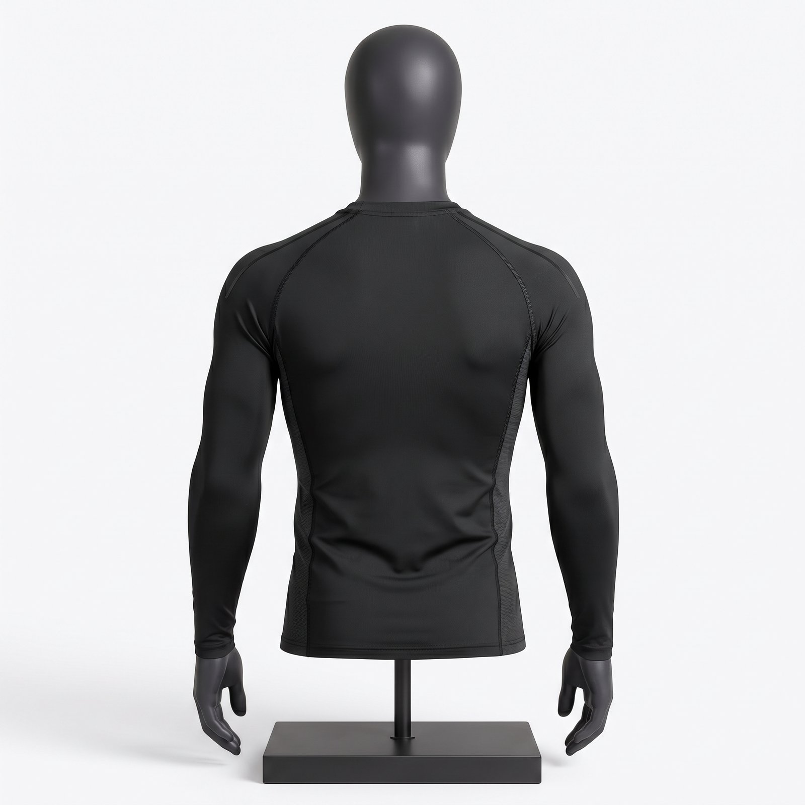 Men's Black Long Sleeve Compression Top – Thermal Athletic Gym Rash Guard - Image 2