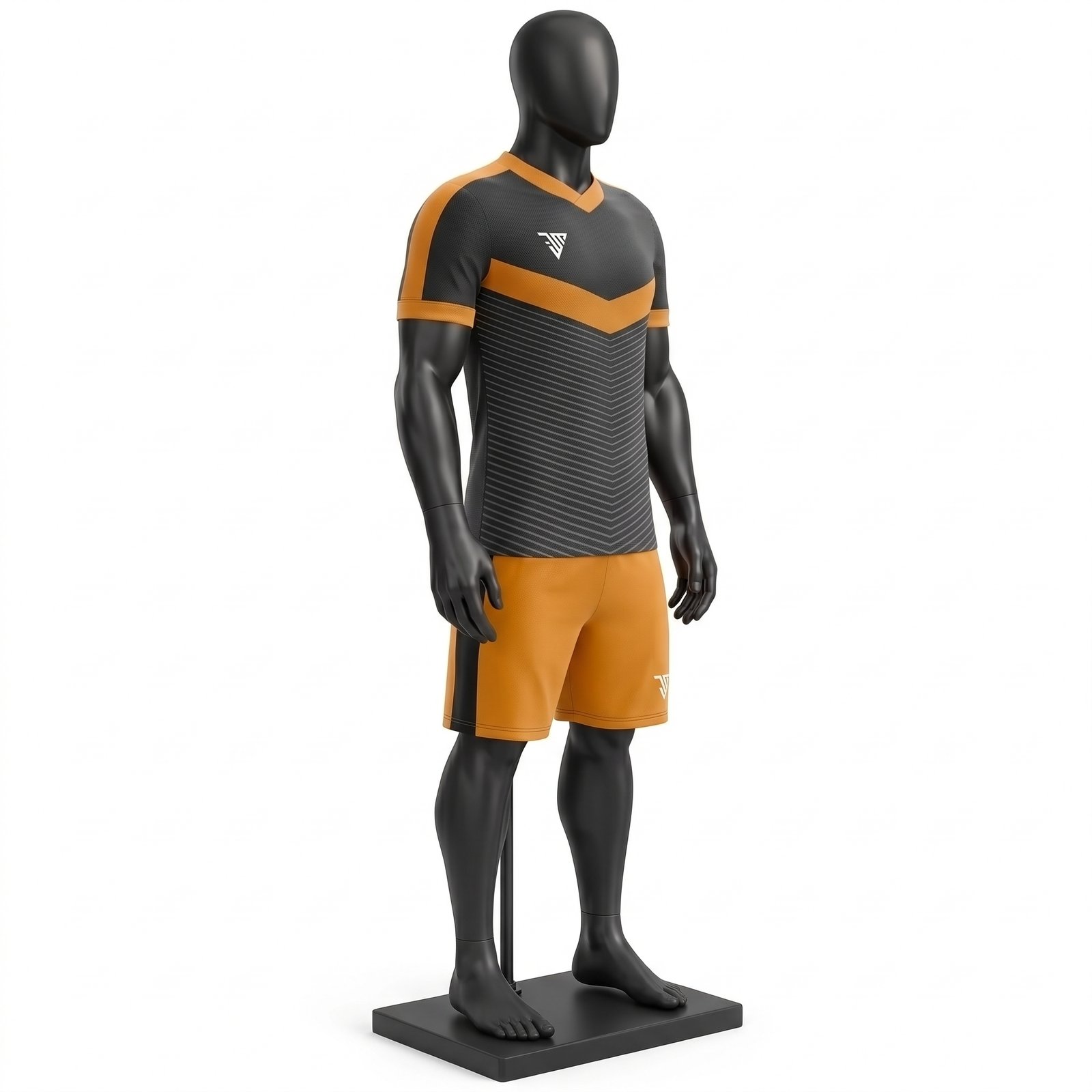 Custom Sublimated Rugby Team Uniform – Orange and Black Chevron Jersey and Shorts Set - Image 3