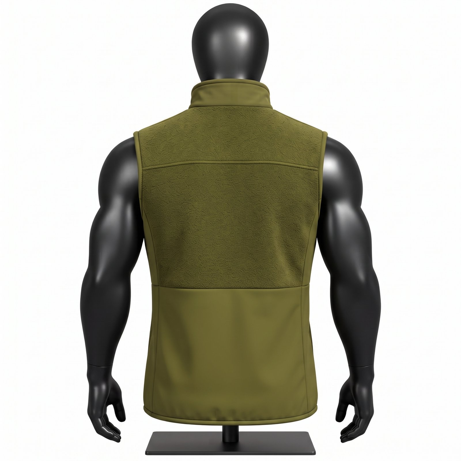 Men's Olive Fleece Vest – Hybrid Softshell Athletic Bodywarmer - Image 2